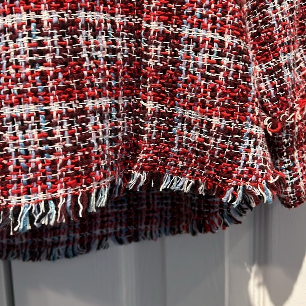 C&A Red Multicoloured Tweed European‎ Jacket Shacket Size EU 36 US M/L - Picture 6 of 16